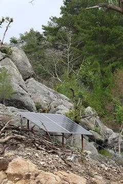 Solar panel rocks Stock Photos