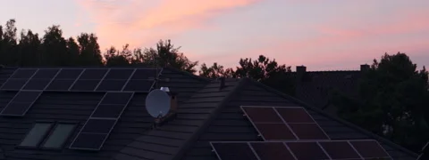 Solar Panel on a Roof (Anamorphic) Stock Footage 139445057