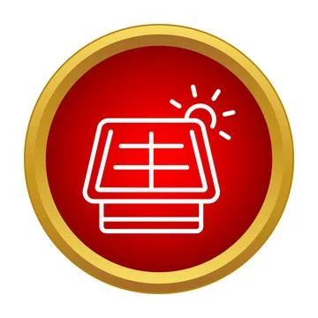 Solar panel on roof converting sun energy icon Stock Illustration