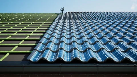 Solar Panel Roof Installation with Wave Pattern Design Video stock 288977301