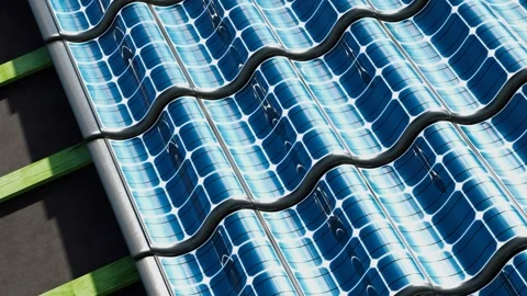 Solar Panel Roof Tiles Installed on Modern Rooftop Stock Footage 288976971