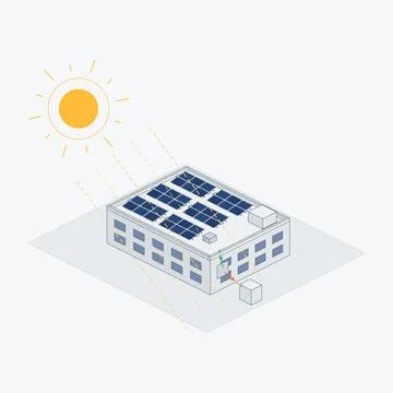 Solar panel rooftop building vector illustration Ilustración de archivo