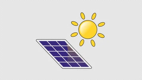 Solar panel with a rotating sun Vídeo Stock 335464756