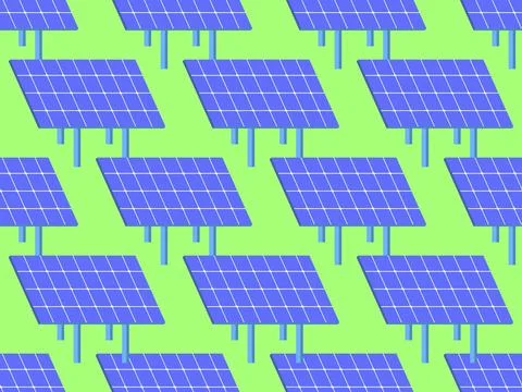 Solar panel seamless pattern. Field of solar panels. Renewable energy, prod.. 스톡 일러스트