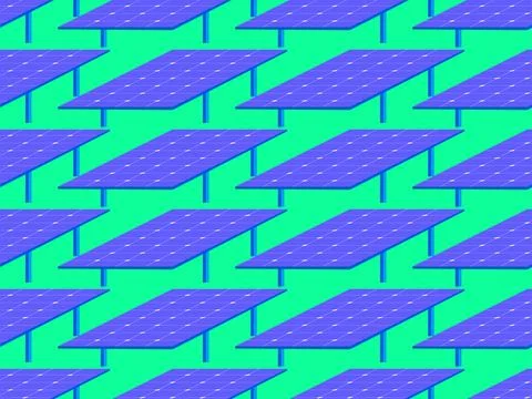 Solar panel seamless pattern. Field of solar panels. Renewable energy, prod.. 스톡 일러스트