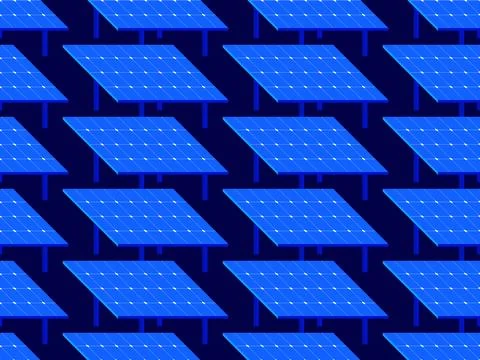 Solar panel seamless pattern. Field of solar panels. Renewable energy, prod.. Stock-Illustration