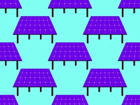 Solar panel seamless pattern. Field of solar panels. Renewable energy, prod.. Stockillustratie