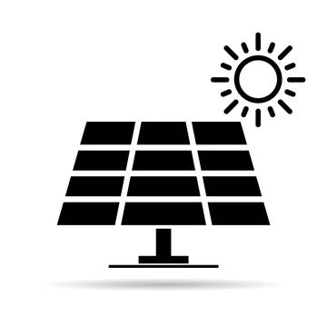 Solar panel shadow icon, green power technology, ecology alternative energy v Stock Illustration