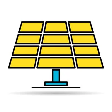 Solar panel shadow icon, green power technology, ecology alternative energy v Stock Illustration