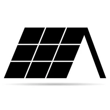 Solar panel shadow icon, green power technology, ecology alternative energy v Stock Illustration