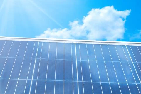 Solar panel on sky background Stock Photos
