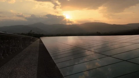 Solar panel with sky reflection Stock Footage 95284310