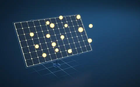 Solar panel, solar energy, 3d rendering. Stock Illustration
