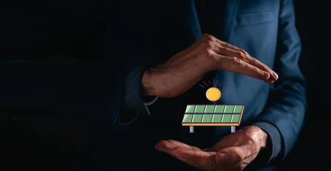 Solar panel with solar energy. alternative energy concept. Stock Illustration