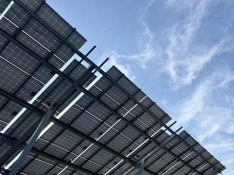 Solar panel. Solar panel against blue sky. The concept of alternative green Stock Photos