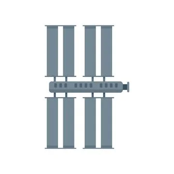 Solar panel space station icon flat vector. International earth system Illustrazione stock
