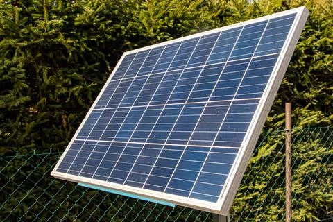 Solar panel on a stand at garden. Stock Photos
