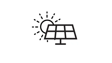 Solar panel with sun icon animation isolated on white background Stock Footage 335121192