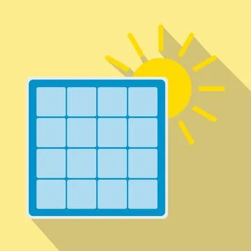 Solar panel with sun icon Stock Illustration