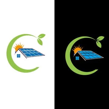 Solar panel sun logo template. Save Energy green power and natural electricity s Ilustração Stock