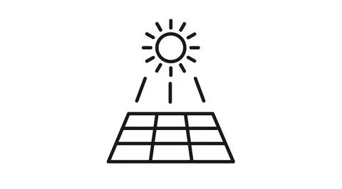 Solar panel with sun rays vector icon Stock Illustration