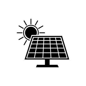 Solar panel with sun silhouette vector art illustration design. Stock Illustration