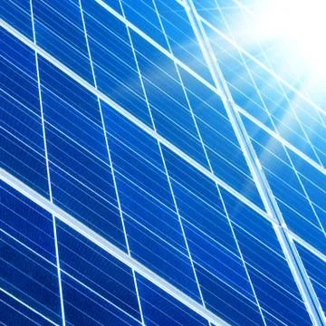Solar panel with sunbeams Stock Photos