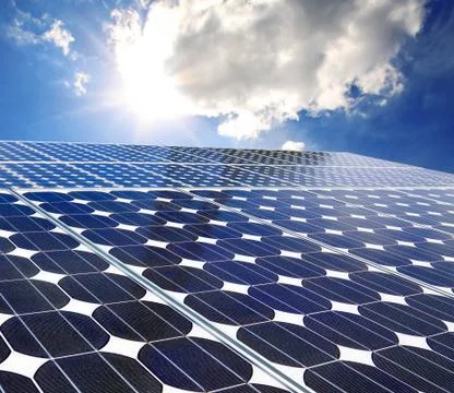 Solar panel on a sunny day blue sky Stock Illustration