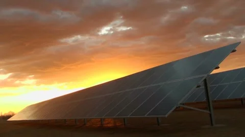Solar Panel Sunset Time Lapse Stock Footage
