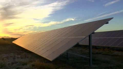 Solar Panel Sunset Time Lapse Stock Footage 12253585
