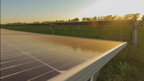 Solar Panel sunset time lapse Stock Footage 327182756