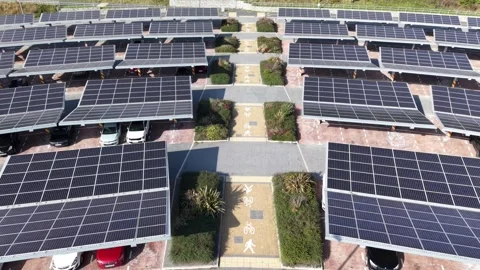 Solar Panel supplying green energy to a Bus Terminal in Leeds Video stock 319074765
