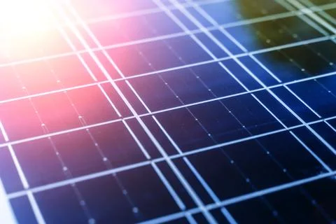 Solar panel surface background close-up. Solar technology concept Stock Photos