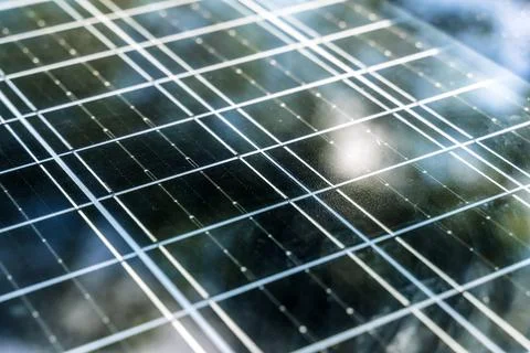 Solar panel surface background close-up. Solar technology concept Stock Photos