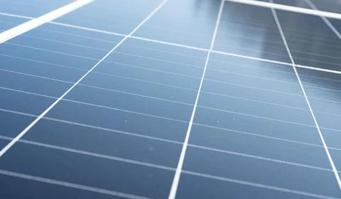 Solar panel surface capturing sunlight for renewable energy production in a.. Stock Photos