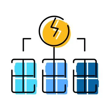 Solar panel system generating clean renewable energy concept Stock Illustration