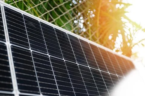Solar panel system on sun light Stock Photos