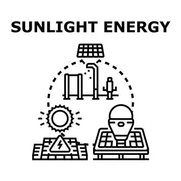 Solar panel systems generating clean sunlight energy Stock Illustration