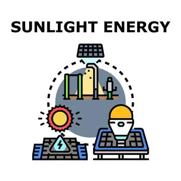 Solar panel systems generating clean sunlight energy Stock Illustration
