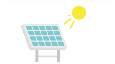 Solar panel takes energy from sunlight, animation motion graphics Stock Footage 328536311