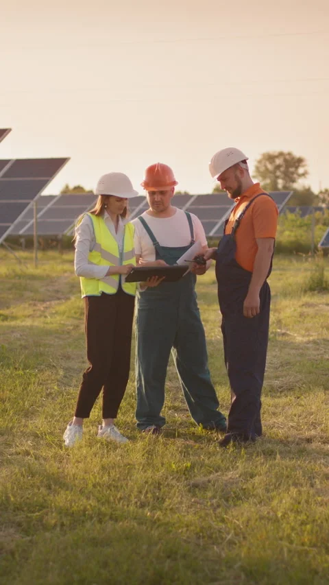Solar Panel Team Meeting Vertical Stock Footage 317183442