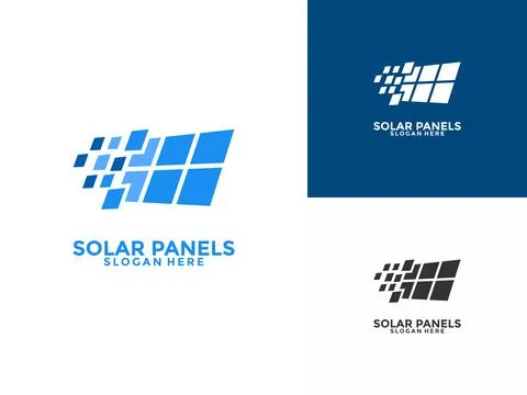 Solar panel tech logo vector design. Creative Solar Energy logo icon vector.. Stock Illustration