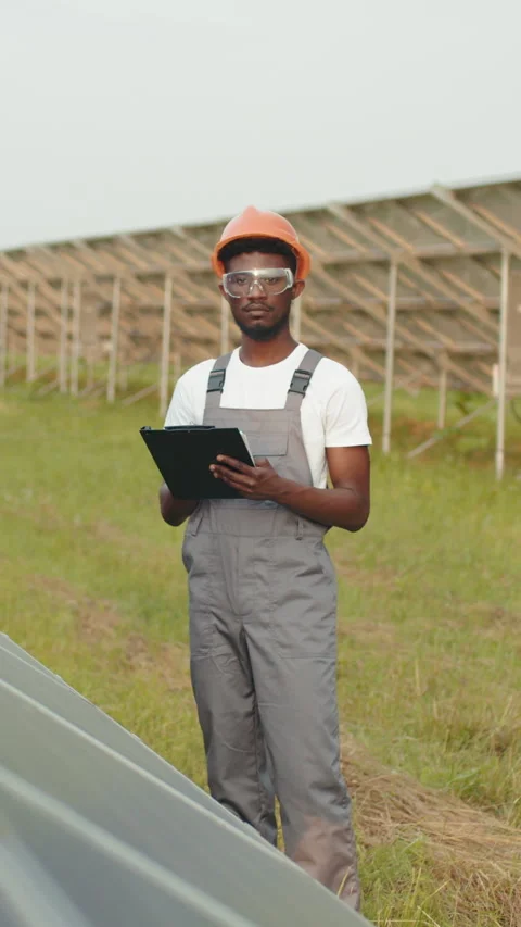 Solar Panel Technician Inspecting Stock Footage 317397759