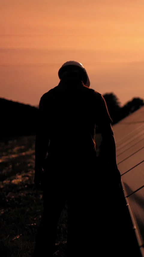 Solar Panel Technician Vertical Video Stock Footage 317125971