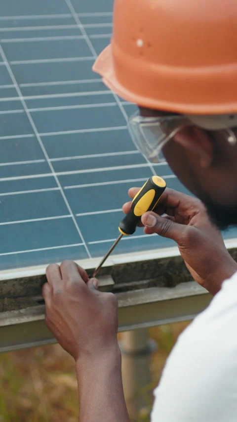 Solar Panel Technician at Work Stock Footage 317404155