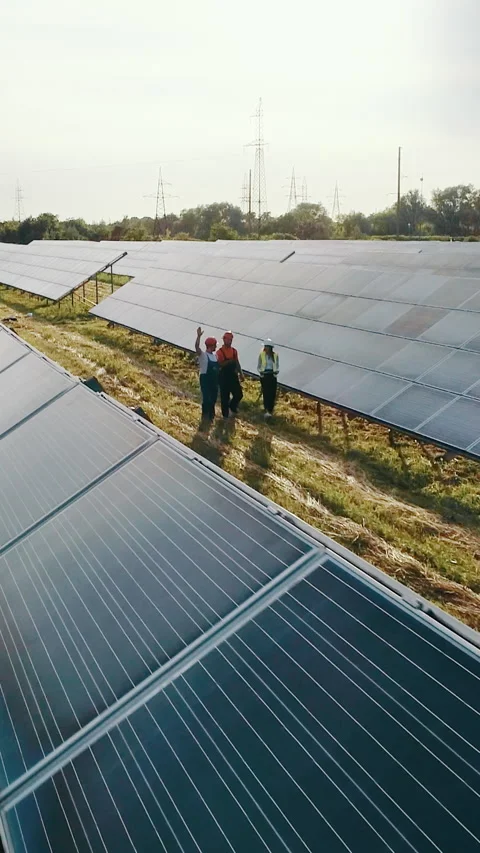 Solar Panel Technicians Vertical Video Stock Footage 317082006