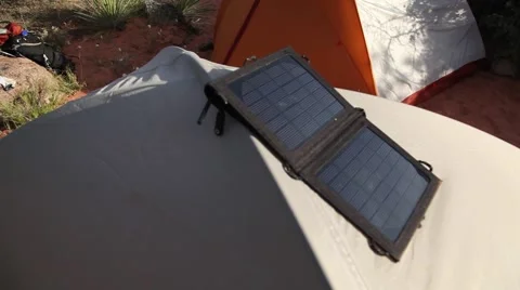 Solar panel on tent drift out Video stock 51714242