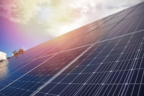 Solar panel texture background Solar panel. solar panel close up, new energy  Stock Photos