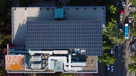 Solar panel on top of the building Video stock 168623621