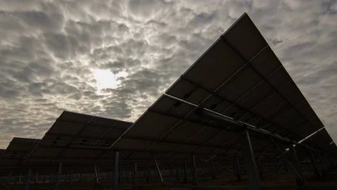 Solar panel tracking the sun, time lapse Stock Footage 71940548